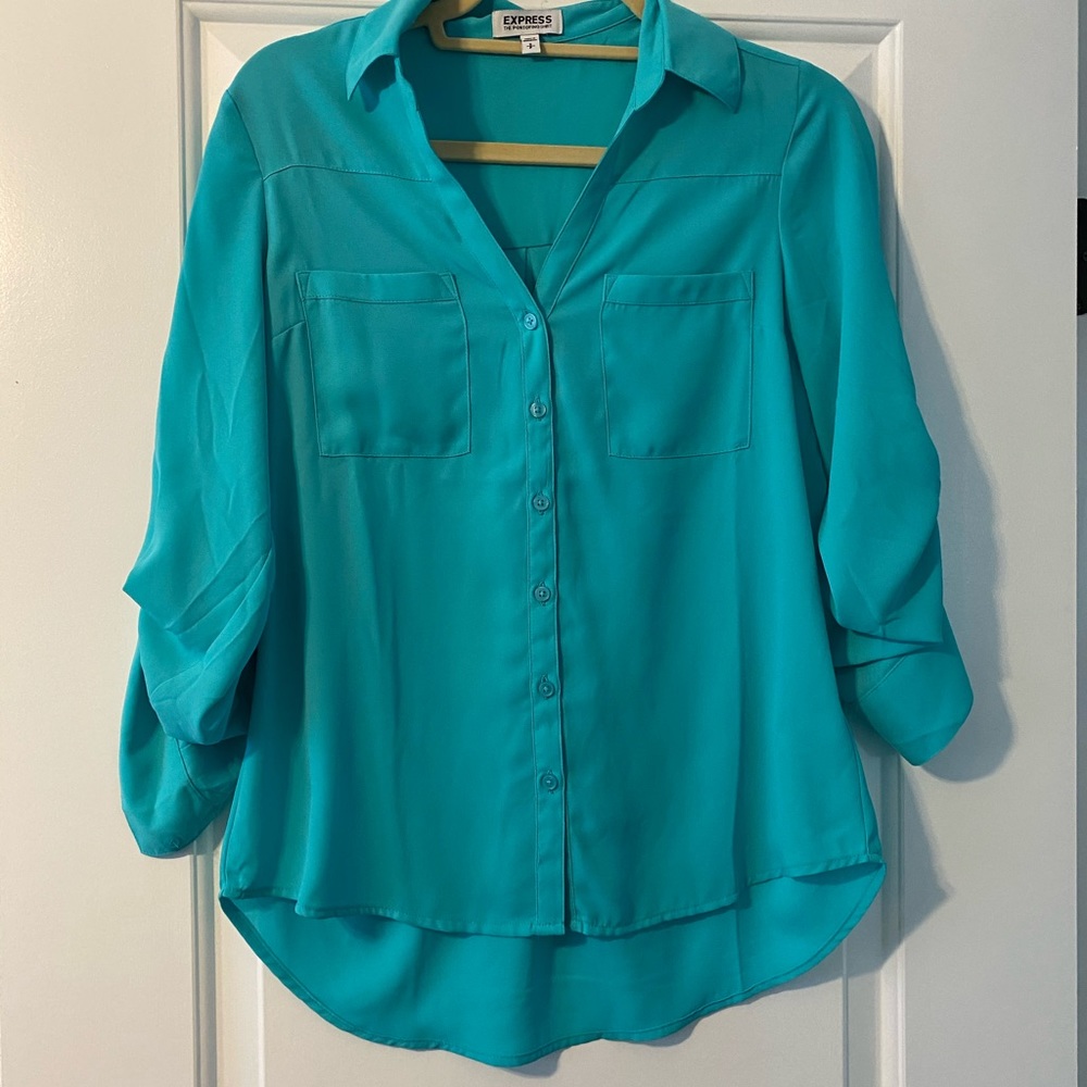 Teal Chiffon Button Down from Express NWOT
